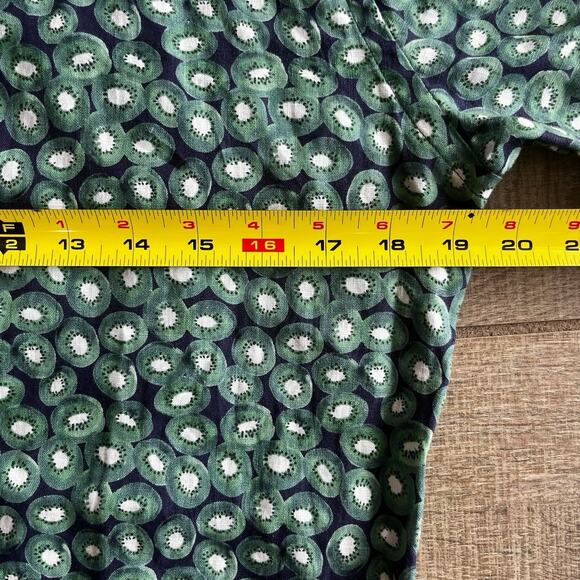 Eton 100% Linen Short Sleeve Button Up Shirt Green Blue Kiwi Print Sz 38 15 - Picture 9 of 11